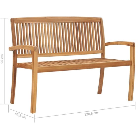 Παγκάκι Κήπου VidaXL με Μαξιλάρι από Μασίφ Ξύλο Teak 128.5x57.5x90 cm - Καφέ/Μπλε image 8