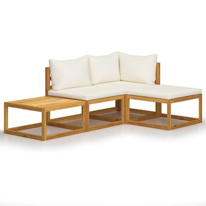 Σετ Σαλόνι Κήπου Vidaxl Μασίφ Ξύλο Ακακίας με Μαξιλάρια 4 Τμχ - Κρεμ VIDAXL