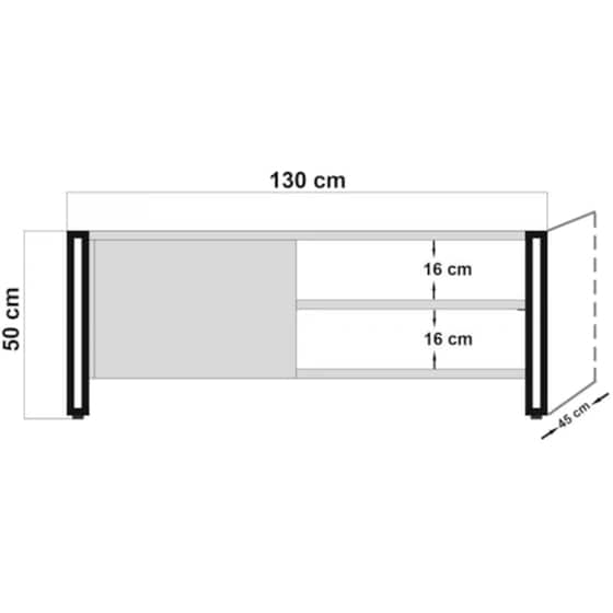 Έπιπλο Τηλεόρασης 24Mall Cosmo Atlantic Pine από Μοριοσανίδα 130x45x50 cm - Μαύρο/Μπεζ image 4