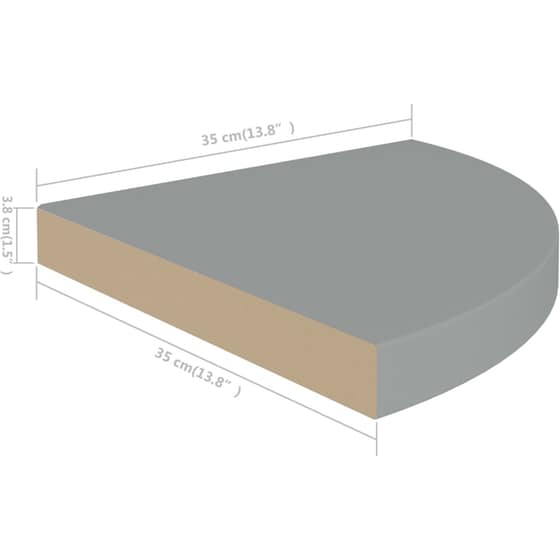 Ράφια Τοίχου VidaXL Γωνιακά από MDF 35x35x3.8 cm 4 Τμχ - Γκρι image 7