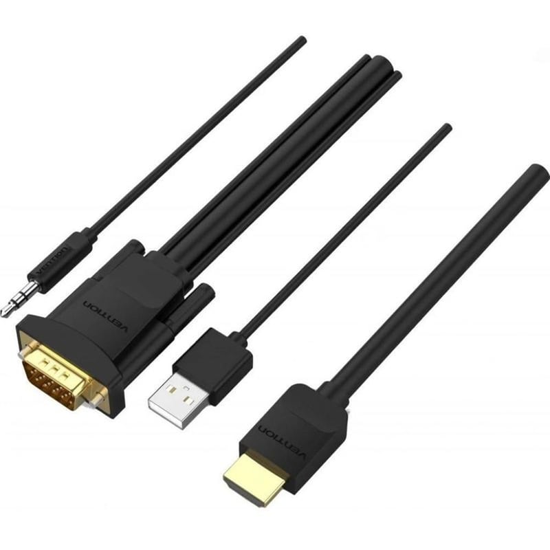 Αντάπτορας VENTION ABIBF HDMI σε VGA, Jack 3.5 mm, USB-A 1m - Μαύρο