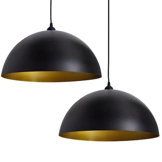 Vidaxl Φωτιστικό Οροφής Ημισφαιρικό Ρυθμιζόμενο Καθ' Ύψος 2 Τεμ. Μαύρο image 2