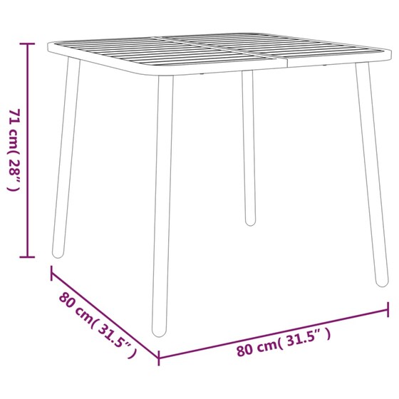 Τραπέζι Εξωτερικού Χώρου VidaXL από Ατσάλι 80x80x71 cm - Ανθρακί image 5