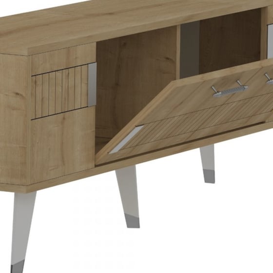 Έπιπλο Τηλεόρασης 24Mall Moda από Μοριοσανίδα 150x35x53.2 cm - Μπεζ/Ασημί image 2