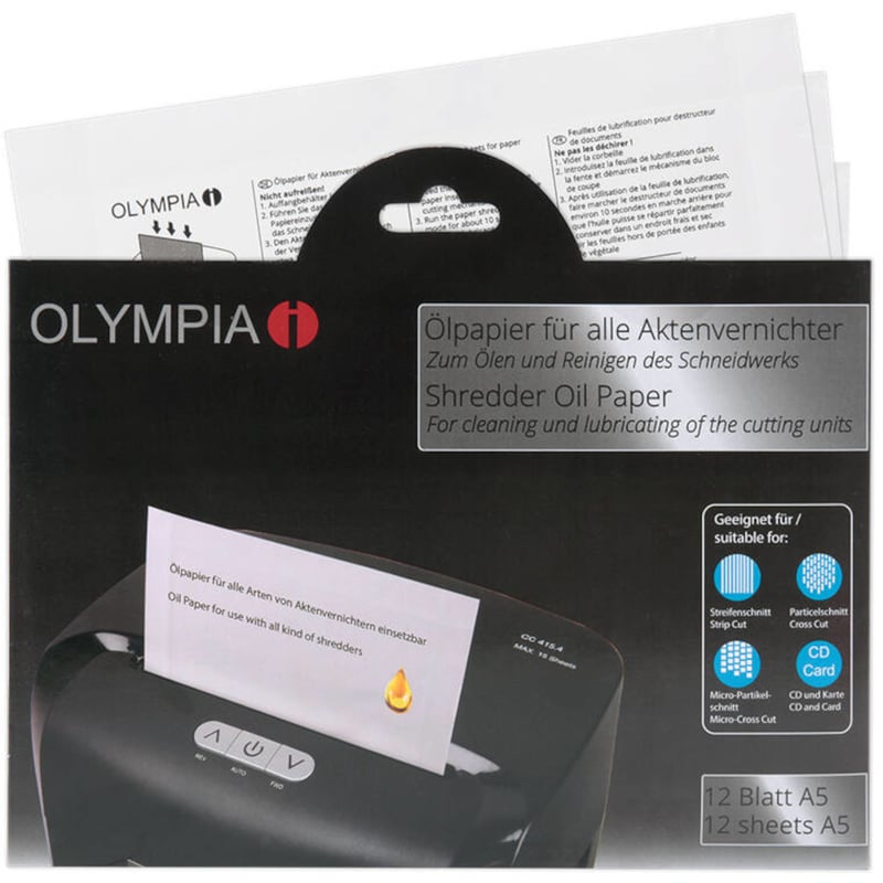 OLYMPIA Χαρτί με λάδι για καταστροφείς εγγράφων Olympia 9130 12 τμχ Α5