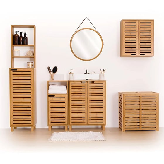 Ντουλάπι Μπάνιου Νιπτήρα Spitishop F-v Sicela Bamboo 160817 από Bamboo 60x28x80cm - Φυσικό image 1