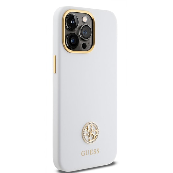 Guess  Quot;4g Strass Logo Collection Quot; Case Θήκη Προστασίας Από Σιλικόνη – Iphone 15 Pro Max (white – Guhcp15xm4dgph) image 2