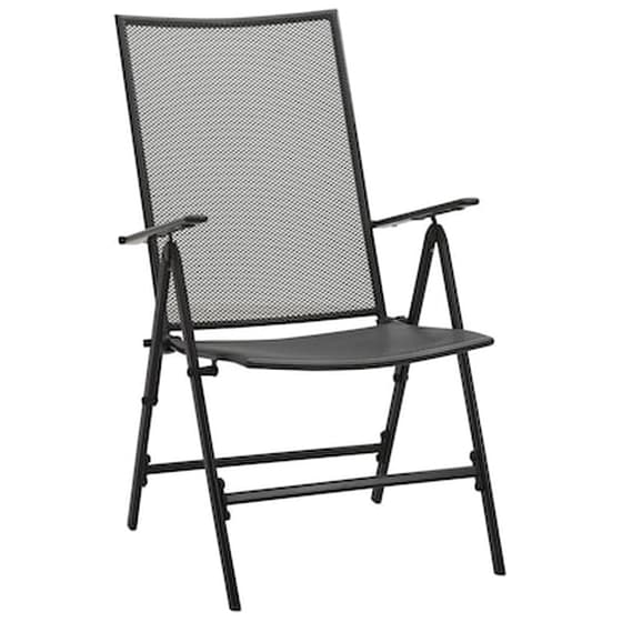 Καρέκλες Vidaxl Πτυσσόμενες Με Πλέγμα από Ατσάλι 4 Τεμ. 57x61x104cm - Ανθρακί image 2
