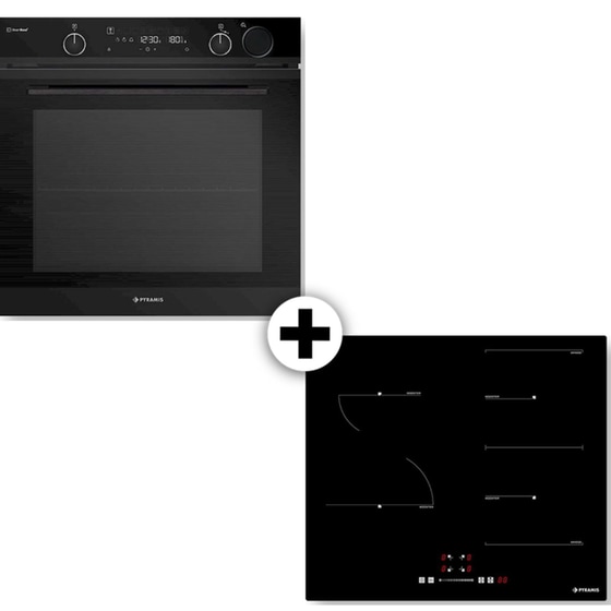PYRAMIS PO78104010E & PHI62432FM 78 Lt Μαύρο Eντοιχιζόμενο Σετ Φούρνος και Εστία image 0