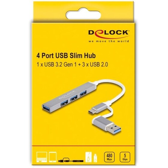 Delock 64214 USB Hub 3.2 με 4 θύρες - Γκρι image 3
