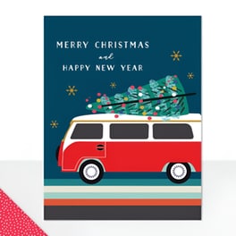 Ευχετήρια Κάρτα Laura Darrington Αυτοκίνητο Δέντρο Xmas 13.5x16.5cm