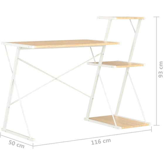 Γραφείο Βιβλιοθήκη VidaXL από Μοριοσανίδα 116x50cm - Δρυς/Λευκό image 6