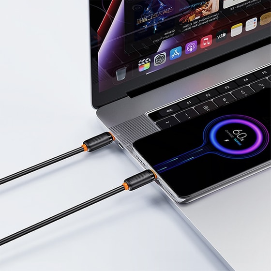 Καλώδιο XO NB-Q302B USB-C Male σε USB-C Male 1m - Μαύρο image 3