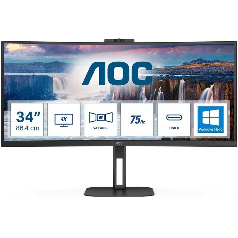 AOC AOC V5 CU34V5CW/BK Monitor 34 QHD VA Curved 100Hz 1ms