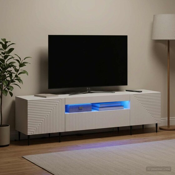Έπιπλο Τηλεόρασης με LED VidaXL από Επεξεργασμένο Ξύλο - Λευκό image 3