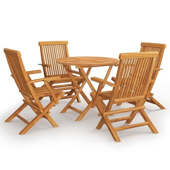 Vidaxl Σετ Τραπεζαρίας Κήπου 5 Τεμαχίων Από Μασίφ Ξύλο Teak image 1