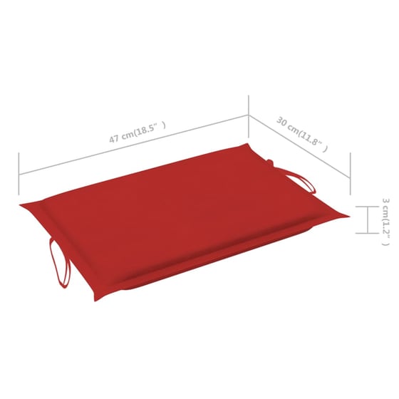 Ξαπλώστρα VidaXL από Μασίφ Ξύλο Ακακίας 190x60x51 cm - Γκρι/Κόκκινη image 19