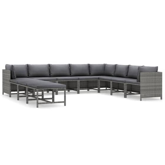 Vidaxl Σαλόνι Κήπου 11 Τεμαχίων Γκρι Από Συνθετικό Ρατάν Με Μαξιλάρια image 1