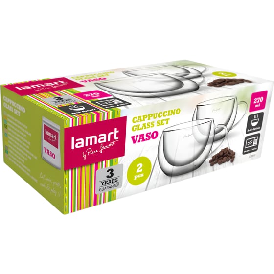 Σετ Φλιτζάνια Cappuccino LAMART LT9012 2τμχ Γυάλινα  270 ml -Διάφανα image 4