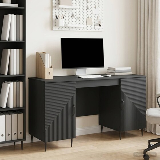 Γραφείο VidaXL από Επεξεργασμένο Ξύλο 142,5x50x75 cm - Μαύρο image 2