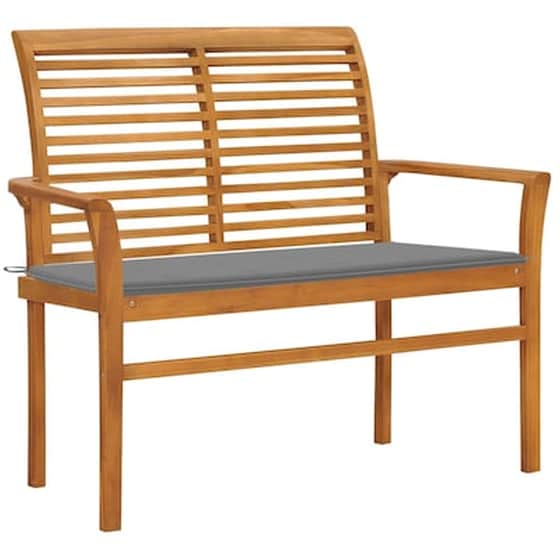 Vidaxl Παγκάκι Κήπου 112 Εκ. Από Μασίφ Ξύλο Teak Με Γκρι Μαξιλάρι image 1