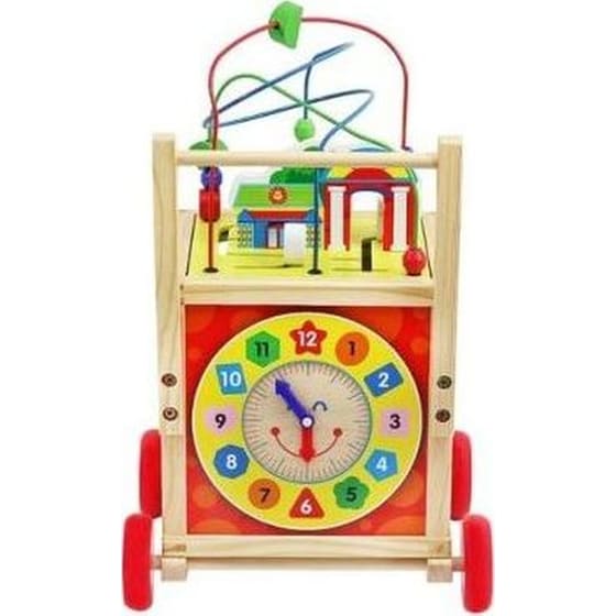 Εκπαιδευτική Περπατούρα Aria Trade Κύβος Δραστηριοτήτων Με Παζλ, Ρολόι & Άβακα Ξύλινη Για Μωρά 12+ Μηνών - 33x34x45.5-48 cm, Κιτρινό image 12