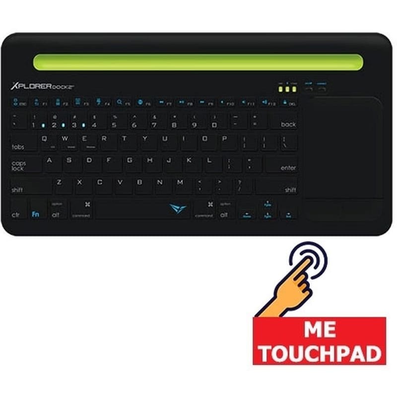 ALCATROZ Xplorer Dock 2 Ασύρματο Πληκτρολόγιο με Touchpad - Μαύρο, Πράσινο (US)