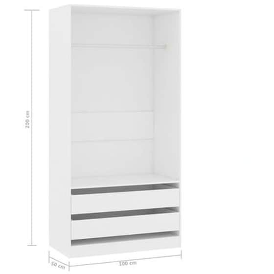 Μονόφυλλη Ντουλάπα Vidaxl από Μοριοσανίδα 100x50x200cm - Λευκό image 4