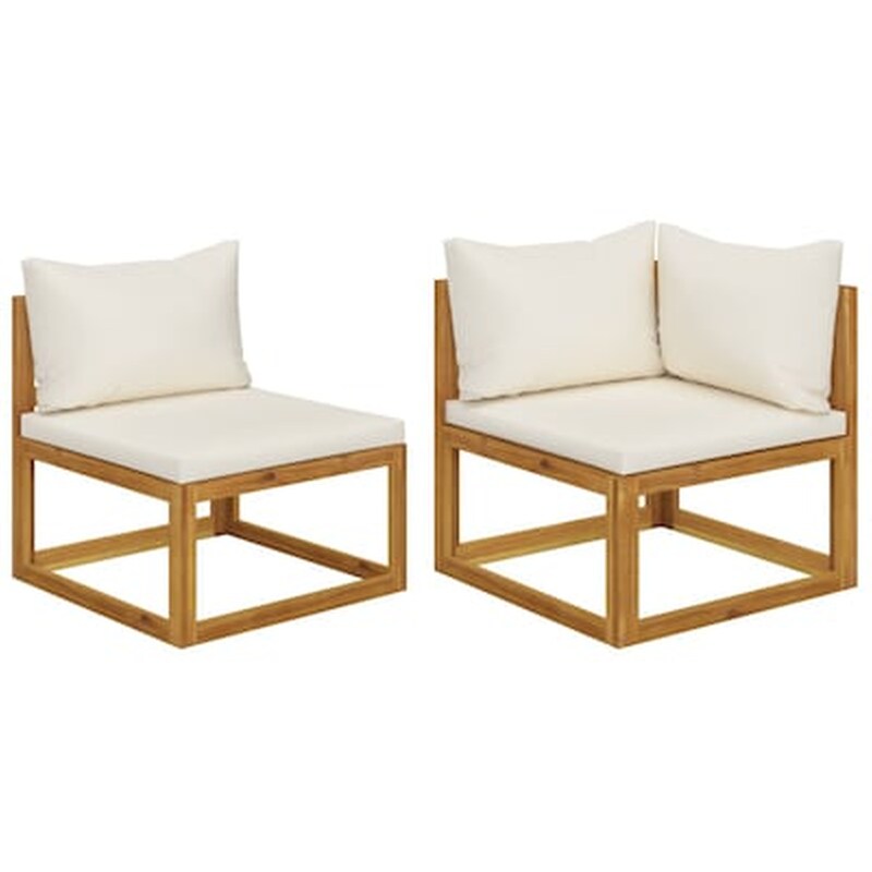 Σετ Καναπέδες VidaXL 2 τμχ από Μασίφ Ξύλο Ακακίας Με Μαξιλάρια - Γκρι