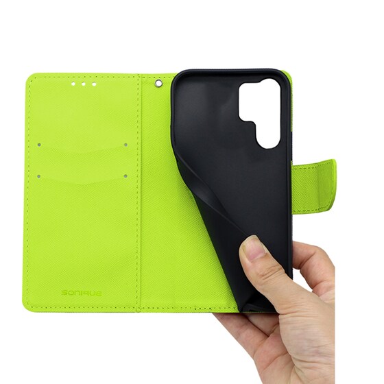 Θήκη Samsung Galaxy S23 Ultra - Sonique Trend Book - Σκούρο Μπλε / Λαχανί image 3