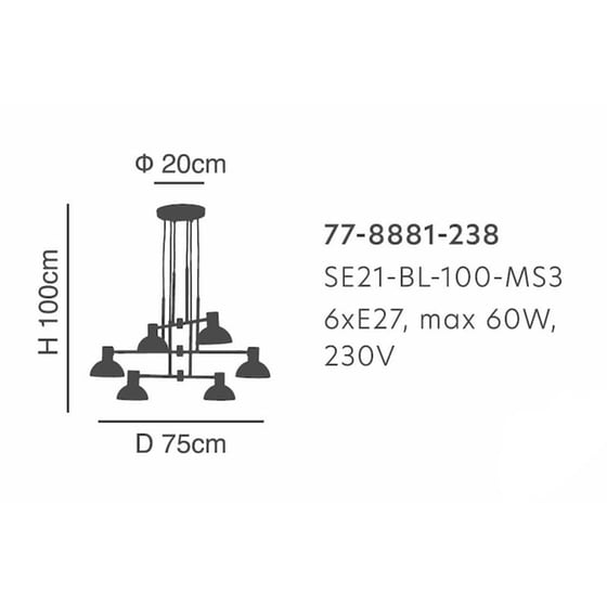 Φωτιστικό Οροφής Πολύφωτο Homelighting 77-8881 Μεταλλικό - Μαύρο image 1