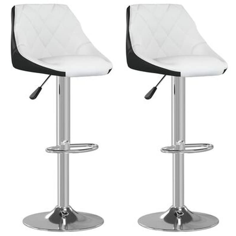 Σκαμπό Μπαρ Vidaxl Συνθετικό Δέρμα 2 Τμχ - Λευκά Μαύρα VIDAXL