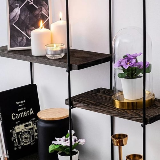 Ραφιέρα 24mall Gladiolo από Μέταλλο/Ξύλο 60x15x60 cm - Ανθρακί/Μαύρο image 1