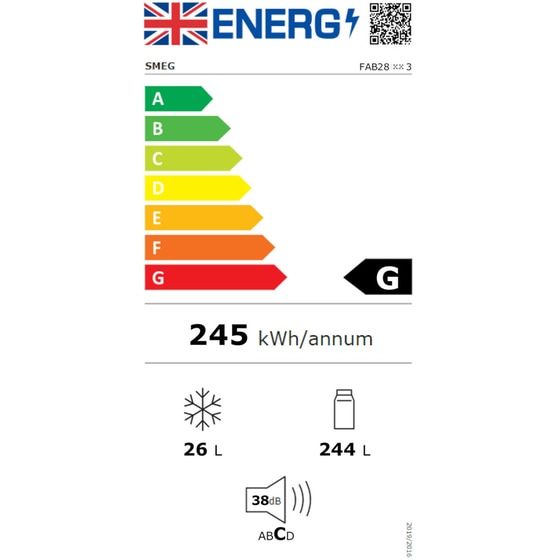 SMEG FAB28RDBLV5 270 Lt Μαύρο Μονόπορτο Ψυγείο image 5