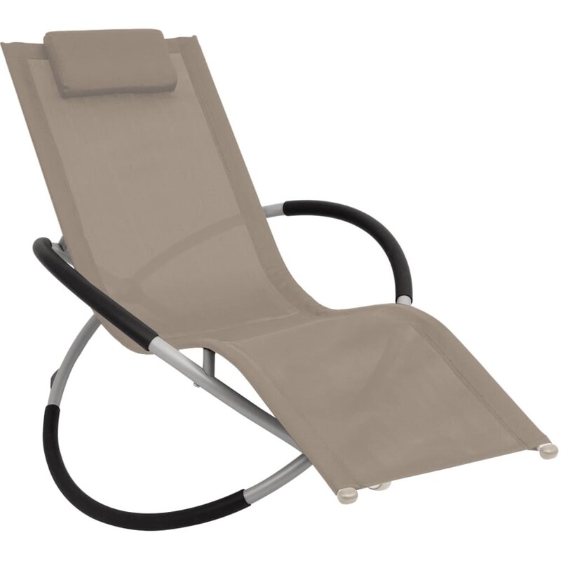 Ξαπλώστρα Παραλίας/Κήπου VidaXL σε Γεωμετρικό Σχήμα Ατσάλινη με Προσκέφαλο - Taupe