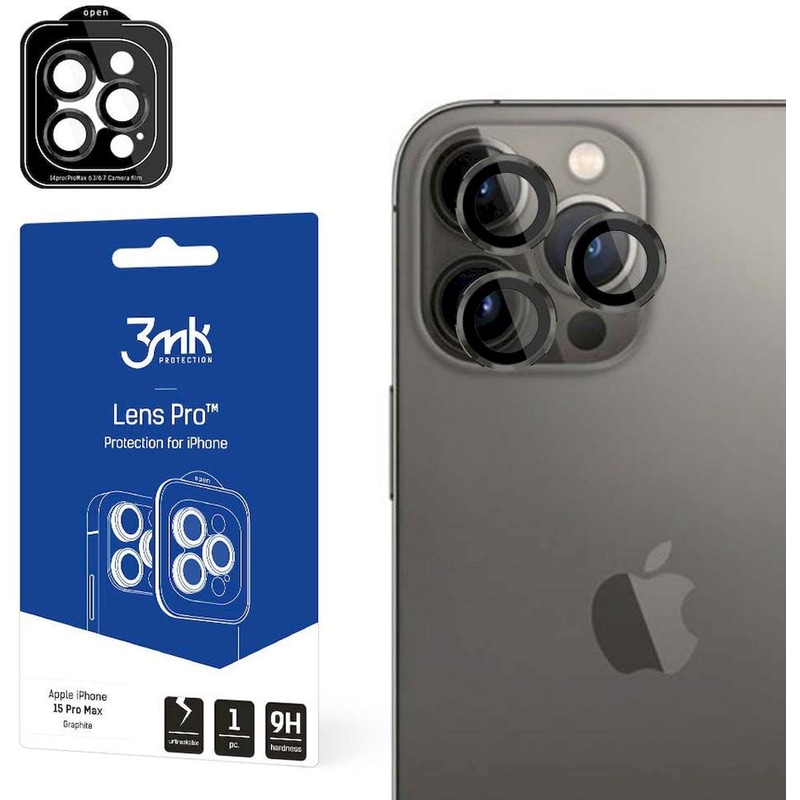 Προστατευτικό καμερών Apple iPhone 15 Pro Max Graphite – 3mk Lens Protection Pro
