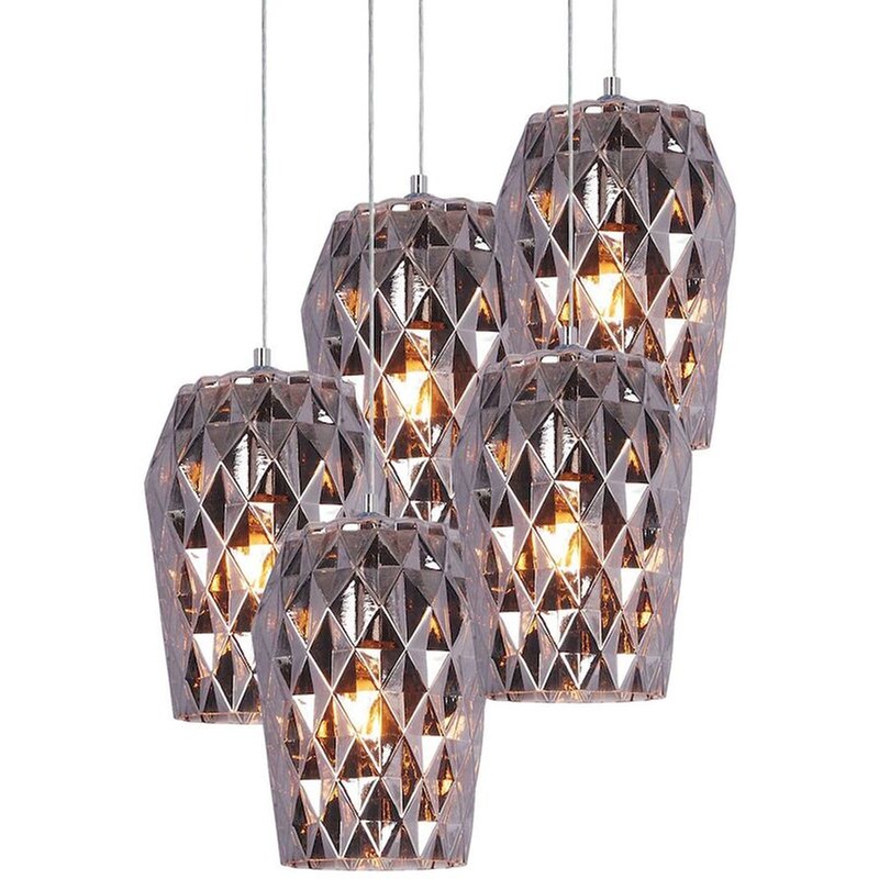 Φωτιστικό Οροφής Πολύφωτο Homelighting Luca 77-3724 Γυάλινο/Μεταλλικό - Ασημί/Γκρι