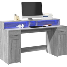 Γραφείο VidaXL με LED από Επεξεργασμένο Ξύλο 160x55x91 cm - Γκρι Sonoma