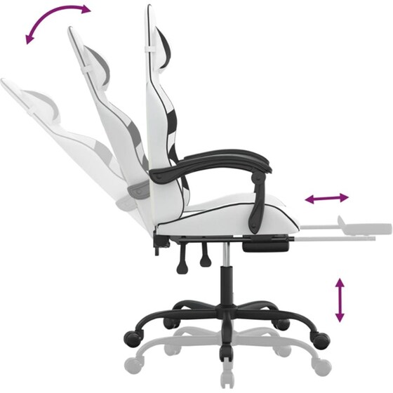 Καρέκλα Gaming VIDAXL 3143864 με Υποπόδιο από Τεχνητό Δέρμα - Μαύρο image 4