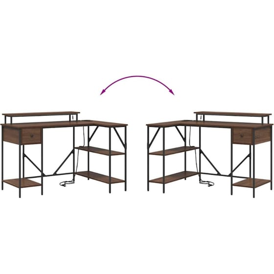 Γραφείο VidaXL από Επεξεργασμένο Ξύλο 120x79x86,5 cm - Καφέ Δρυς image 10
