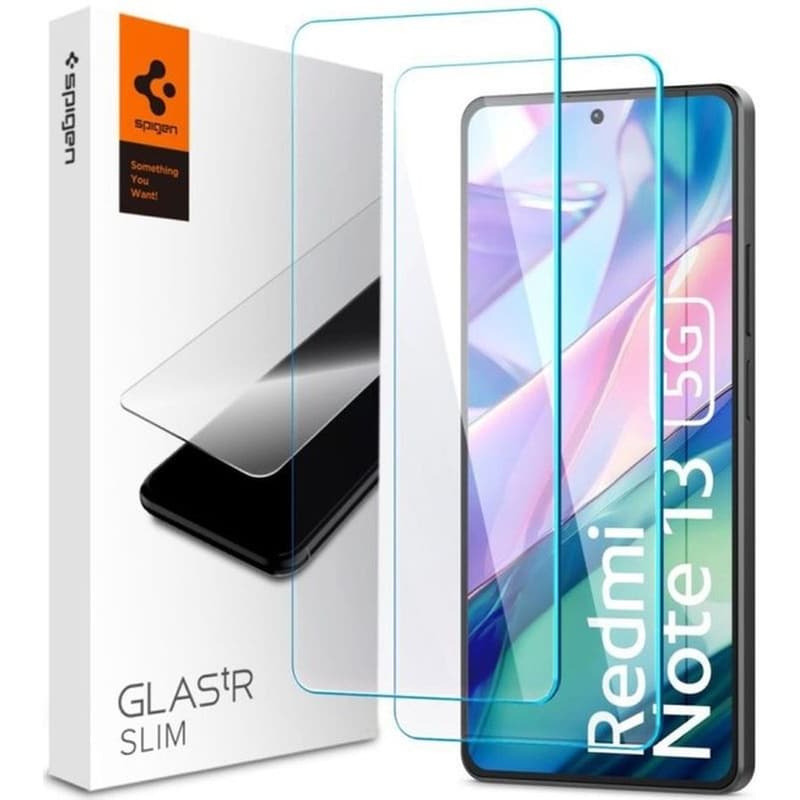 Προστατευτικό οθόνης Xiaomi Redmi Note 13 5G - Spigen Glas.tr Slim Premium Tempered Glass 9h - Clear (2τμχ)