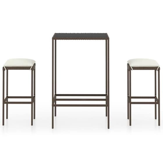 Vidaxl Σετ Επίπλων Μπαρ Κήπου 3 Τεμ. Καφέ Συνθετικό Ρατάν Με Μαξιλάρια image 1