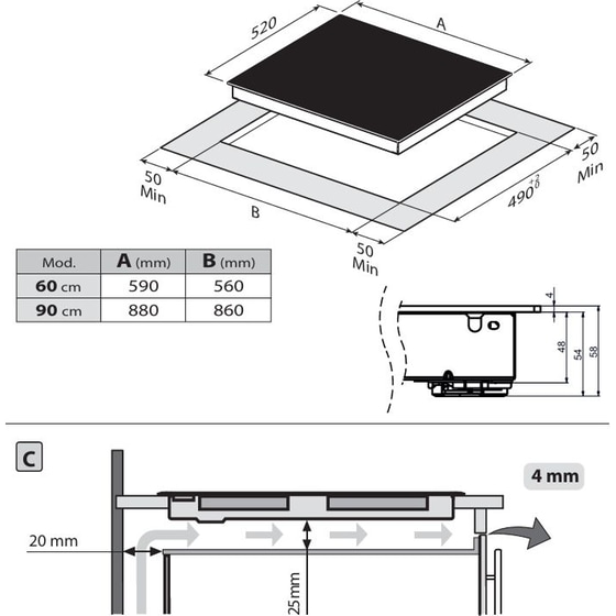 BERTAZZONI P904CERMODNE 88 cm  Μαύρο Εστία Κεραμική Αυτόνομη image 1
