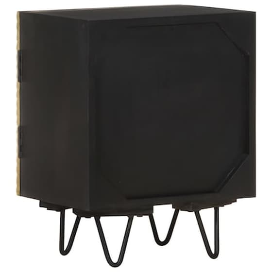 Κομοδίνο Vidaxl Από Μασίφ Ξύλο Μάνγκο 40x30x50 cm - Μαύρο Χρυσό image 5
