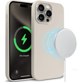 Crong Color Magnetic - Θήκη Magsafe Premium Σιλικόνης - Apple Iphone 15 Pro Max - Stone Beige (crgcolrmip1567pstn)