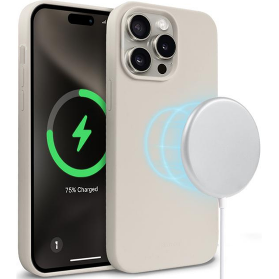 Crong Color Magnetic - Θήκη Magsafe Premium Σιλικόνης - Apple Iphone 15 Pro Max - Stone Beige (crgcolrmip1567pstn) image 0