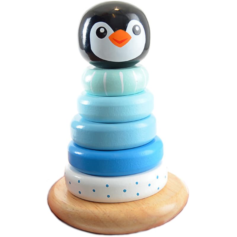 Ξύλινη Πυραμίδα Στοίβαξης Magni Πιγκουίνος Μπλε 14x9.5x9.5