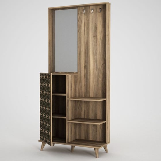 Έπιπλο Εισόδου 24Mall Trieste από Μοριοσανίδα 89x35x192 cm - Καρυδί image 2