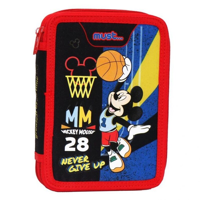 Κασετίνα Παραλληλόγραμμη Γεμάτη Must Διπλή Disney Mickey Mouse Never Give Up
