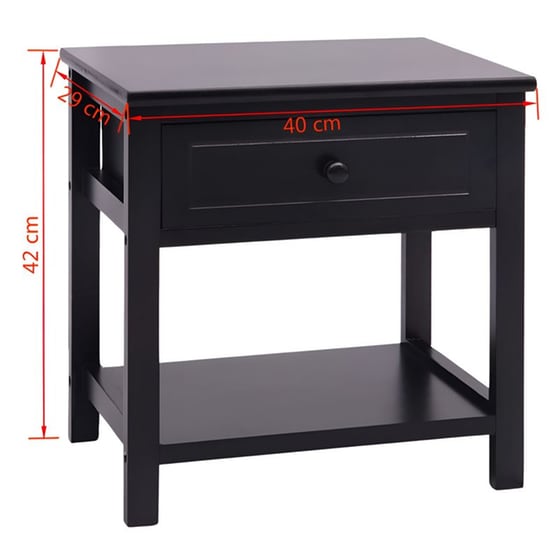 Κομοδίνο Vidaxl Ξύλινο 40x29x42 cm - Μαύρο image 5